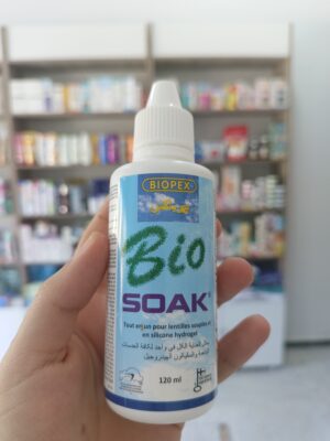 bio soak solution pour lentilles 120ml  بيو محلول العدسات