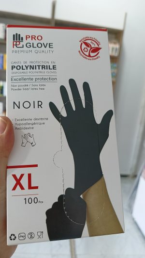 gants noir taille XL  pro glove  قفازات لون أسود نيتريل