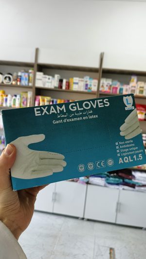 gants latex  blancs taille  L  Exam GLoves